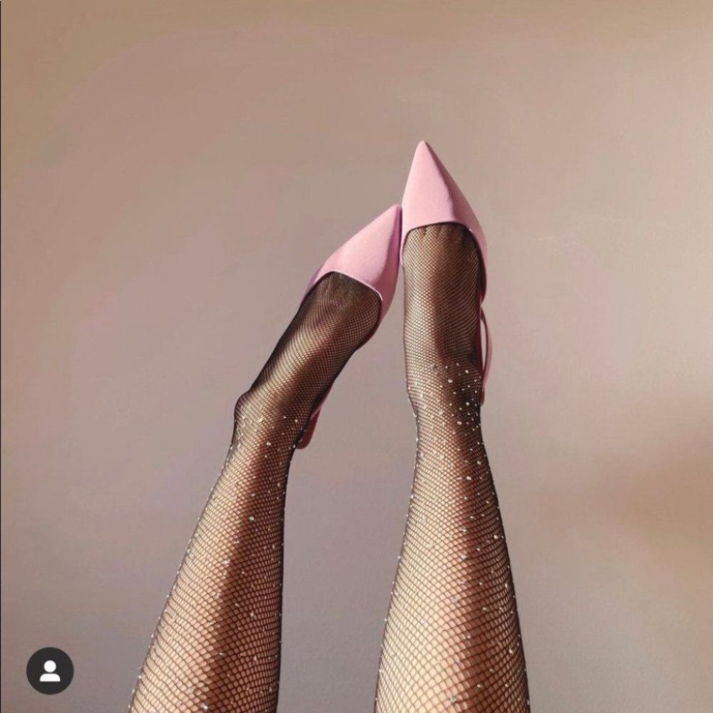 Zara Pink Pointed-Toe Slingback Heels